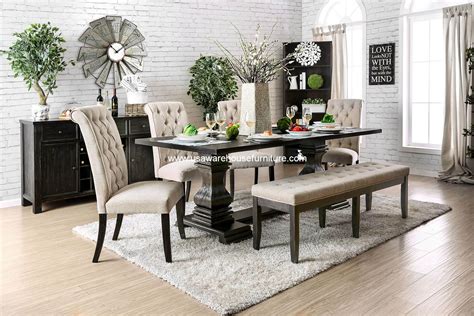 You can refinish your dining room table set in no time at all thanks to this easy diy dining room table makeover from brittany, of a spark of creativity. 6 Piece Nerissa Dining Set Antique Black Finish - USA ...