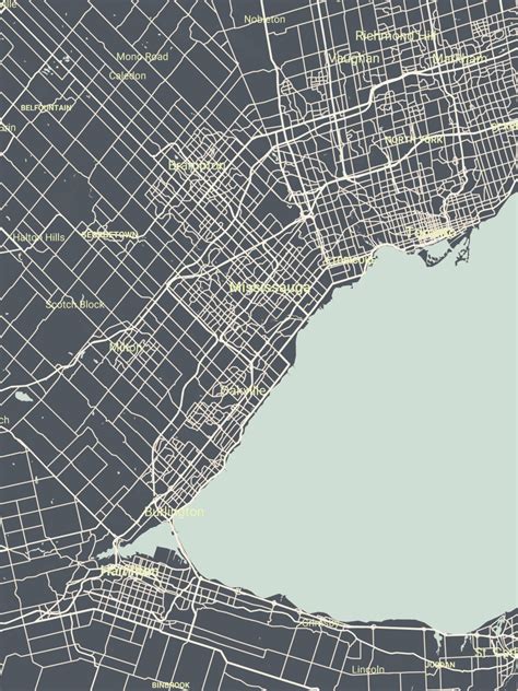 Greater Toronto Area Urban Map Etsy