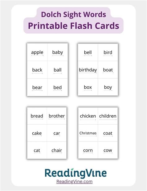 Dolch Sight Word Flash Cards Dolch Words