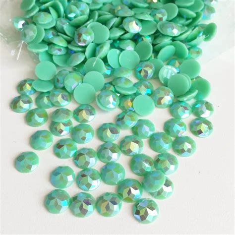 mint ab iridescent round acrylic gem stones 8mm pack of 1000 shine trim