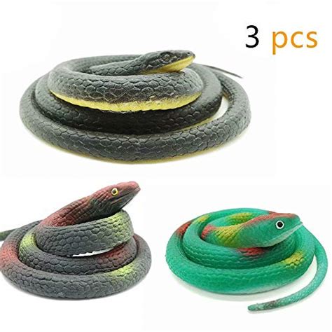 De 3 Pieces Realistic Rubber Snakes In 2 Sizes 47 Inches And 29 Fake