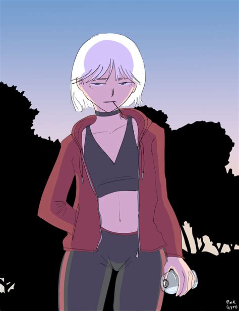 Tomboy Anime Girl Short Purple Hair