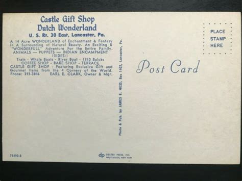 Vintage Postcard 1974 Dutch Wonderland Castle T Shop Lancaster Pa