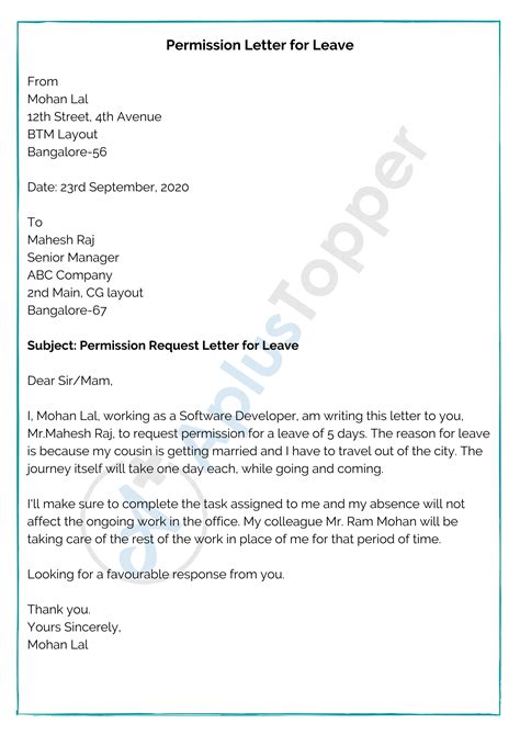 Permission Letter Format Samples Templates How To Write A