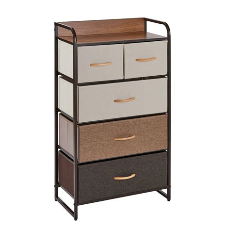 Danya B Decorative Modern Storage Chest Dresser With 5 Fabric Drawers