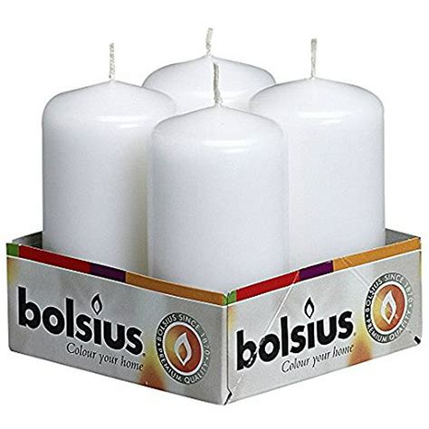Bolsius Pack Of 4 White Pillar Candles 2x4 Inch