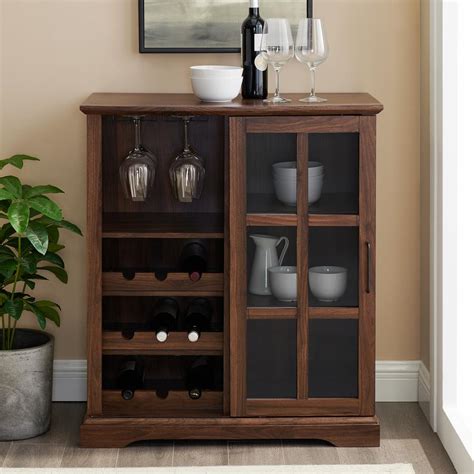 Browse 143 modern walnut kitchen cabinets on houzz. 36" Sliding Glass Door Bar Cabinet - Dark Walnut