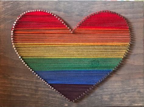 Rainbow Heart String Art Etsy