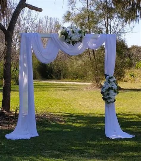 Lorraine Arbour With Chiffon Draping And Floral Arrangement French