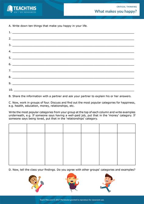 Free Printable Critical Thinking Worksheets