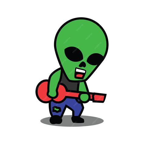 Premium Vector Alien Mascot Character Playing Guitar And Singing