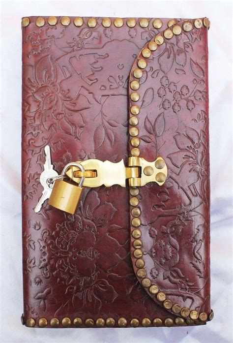 Handmade Leather Journal With Single Flap And Brass Lock And Key