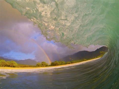 Rainbow And Wave Ocean Photography Waves Ocean Waves