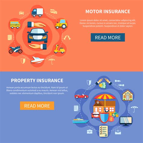 Vehicle And House Insurance Horizontal Banners 483136 Vector Art At
