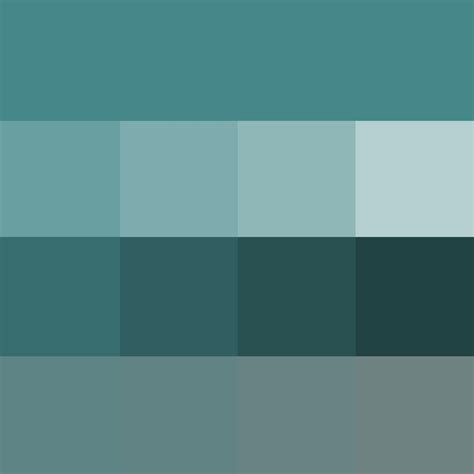 Pantone Teal Hue Pure Color With Tints Hue White Shades