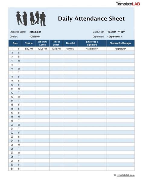 23 Free Printable Attendance Sheet Templates Wordexcel Images