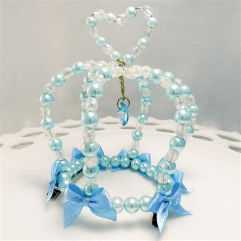 Mini Lolita Crown Blue Glass Pearl Hair Clip Cute Classic Etsy