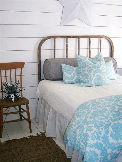 Paint color benjamin moore brittany blue, circa lighting, custom bedside tables, custom grey upholster bed, lili alessandra bedding. Blue Master Bedroom Ideas | HGTV
