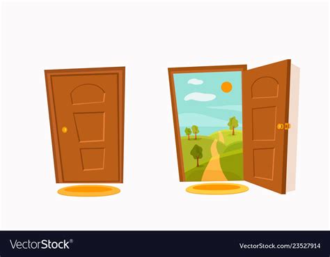 Open Door Cartoon Colorful Flat Royalty Free Vector Image