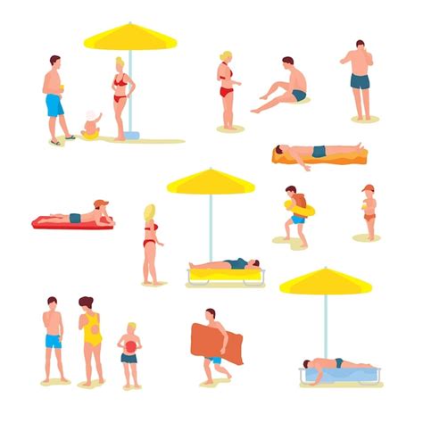 Premium Vector Holidaymakers In Swimsuits Illustrations Settourists