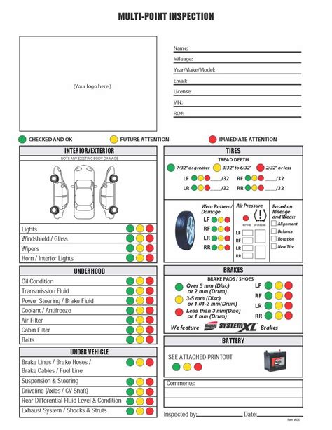 Printable Pre Trip Inspection Checklist Sheet