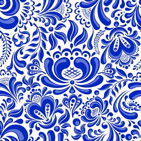 Chinese Blue And White Seamless Pattern Vector 02 Vector Pattern Free