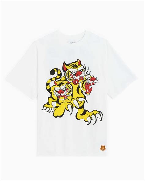 Kenzo X Kansaiyamamoto Three Tigers Men S T Shirt White Fb Ts Sj