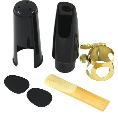 Alto Sax Saxophone Mouthpiece Plastic With Cap Metal Buckle Reed Mouthpiece Patches Pads