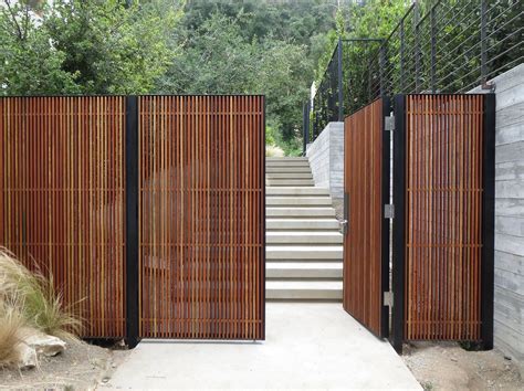 Mid Century Modern Wood Entry Gate Modern Wood Fence Wood Fence Design