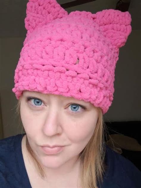mens sized pink pussy hat project crochet pink kitty cat hat etsy