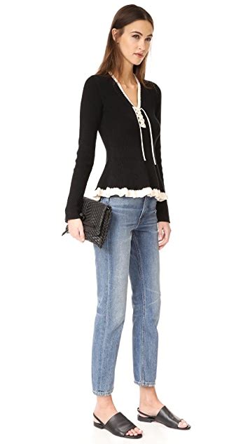 Derek Lam 10 Crosby Flounce Sweater With Lacing Shopbop