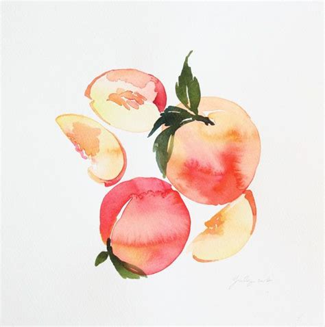 10 X 10 Peaches Original Painting Peinture Originale Fruits