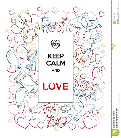 Happy Valentine S Day Color Line Greeting Card Keep Calm
