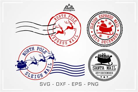 North Pole Mail Express Stamp Christmas Svg Design 374498 Cut Files