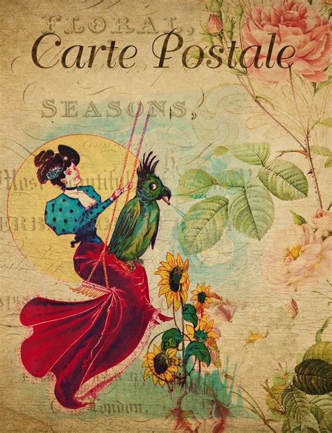 Woman Vintage Floral Postcard Free Stock Photo Public Domain Pictures