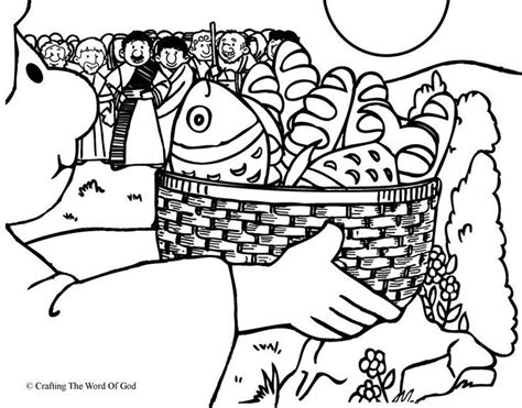 Jesus multiplies the fish and loaves in this bible coloring page. Parable of the fish and 5 loaves | Coloring pages, Jesus ...