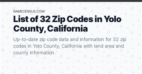 Yolo County Zip Codes List Of 32 Zip Codes In Yolo County California