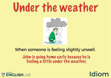 Oh i'm feeling a bit under the weather this. Idiom - under the weather | Online English Lab