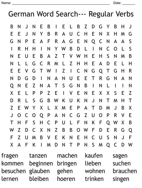 German Word Search Regular Verbs Wordmint