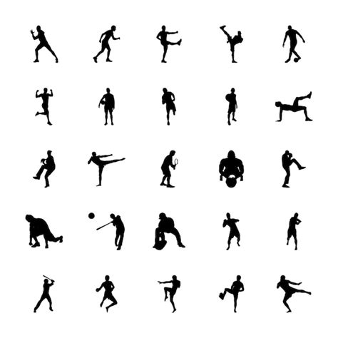 jeu d icônes de silhouettes de jeux olympiques vecteur premium