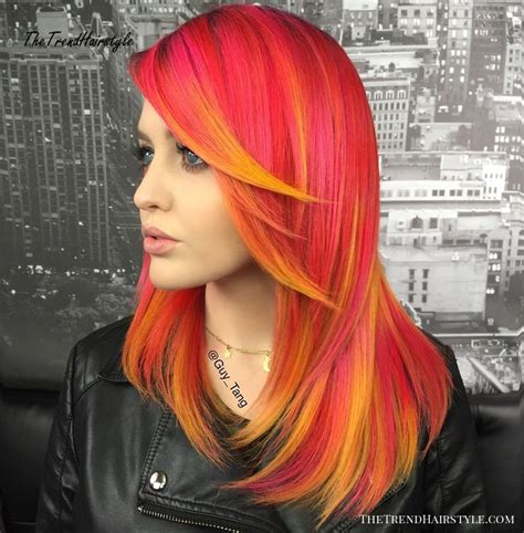 Pink Red With Yellow Highlights 20 Cool Styles With Bright Red Hair Color Updated For 2019