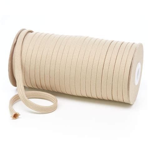 8mm Flat Cream Polyester Tubular Braid Kalsi Cords British Made