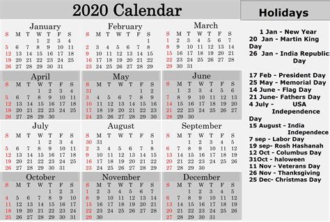 Collect 2020 Calendar With Federal Holidays Calendar