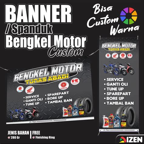 Jual Spanduk Bengkel Motor Banner Bengkel Motor Custom Free Desain Shopee Indonesia