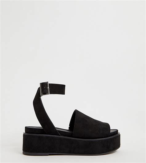 Asos Design Wide Fit Taylor Flatform Sandals Black Fashion Gone Rogue