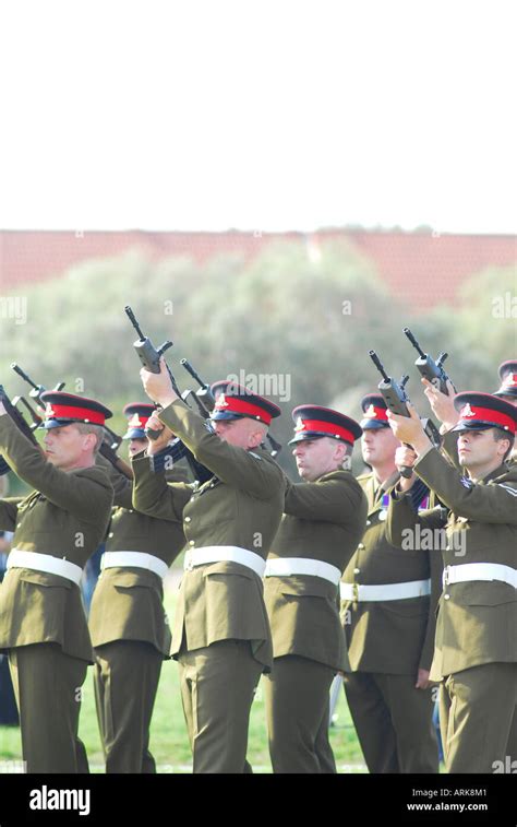 Gun Salute At Military Funeral Stock Photo Alamy