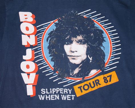 M Vtg 80s 1987 Bon Jovi Slippery When Wet Tour T Shirt 10413