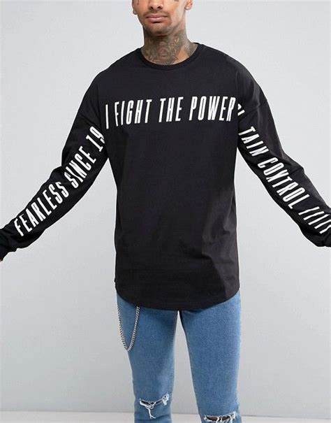 Oversized Long Sleeve T Shirt With Sleeve And Body Print Shirt Print