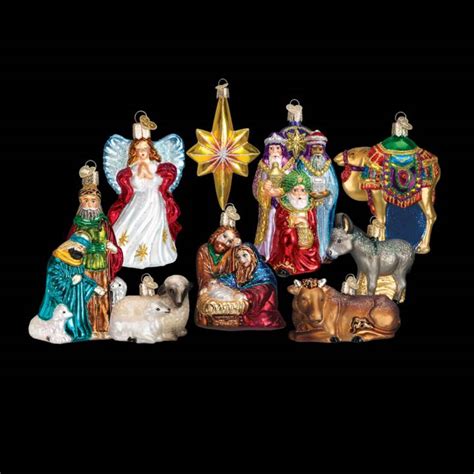 9 Piece Nativity Collection Glass Ornament Set