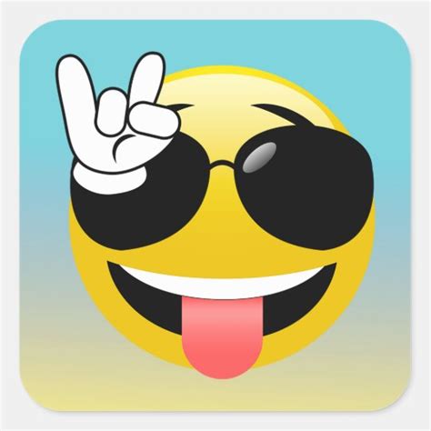 Rock On Smiley Emoji Ombre Stickers
